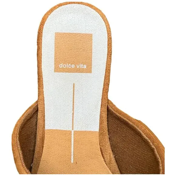 DOLCE VITA Dorando Women's 7.5 Clog Cognac Open Toe Platform Gold Studs - Picture 10 of 13